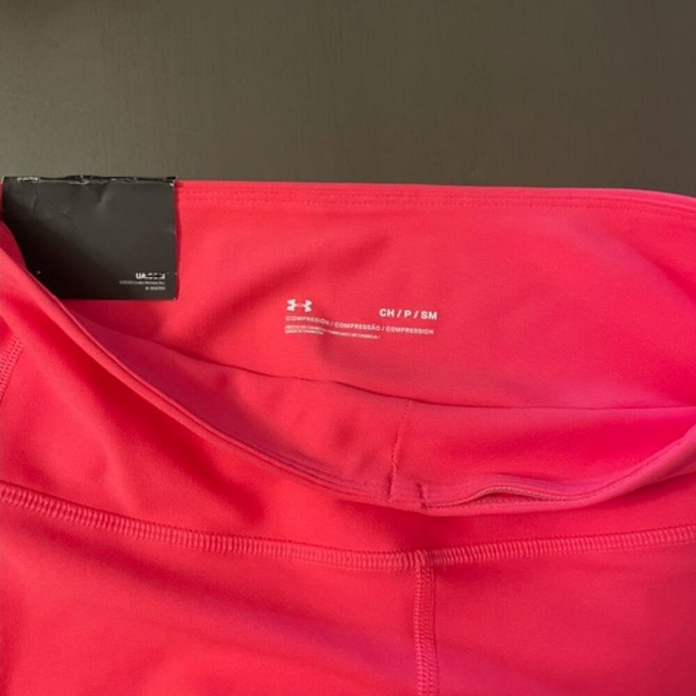 Under Armour compression High Rise women's bike shorts SM NWT bright pink - Picture 5 of 6